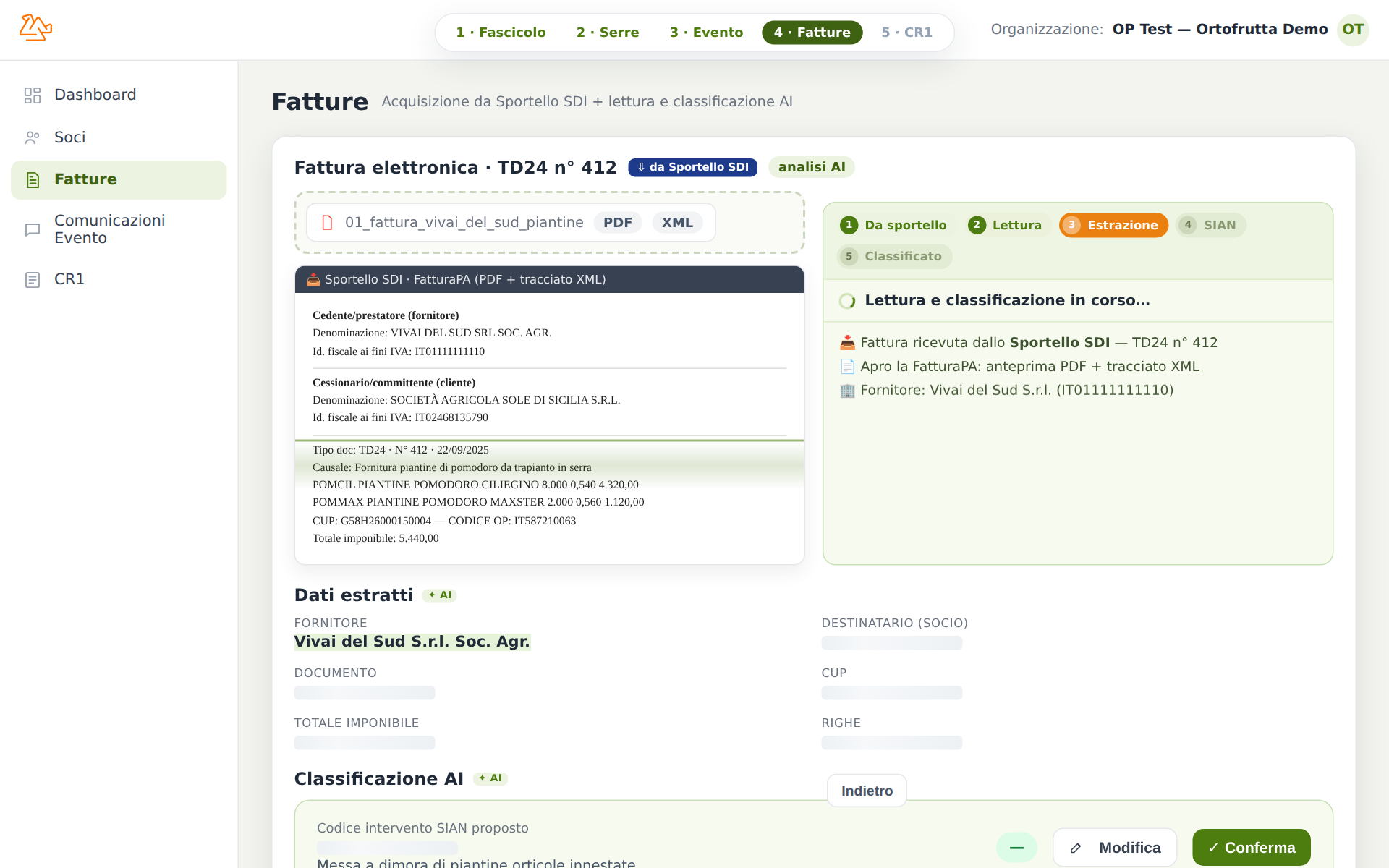 Fatture & CR1 — schermata 1
